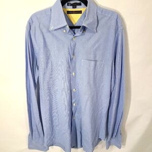 Tommy Hilfiger Men's Size 16 36-37 L TLC Blue White‎ Micro Check Dress Shirt